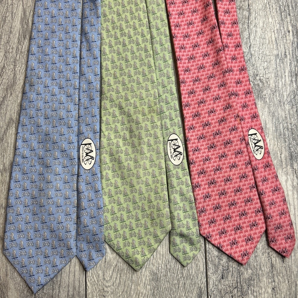 Lot of 3 Vineyard Vines Pan Mass Challenge Silk Ties Custom Collection Cycling